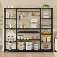 thumbnail image 6 of Large Bakers Rack with Power Outlet, 5 Tiers Coffee Bar Table with Wire Basket, 8 Hooks and Goblet Holder, Black, 6 of 7