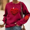 thumbnail image 3 of Felirenzacia Big and Tall Women’s Valentine Pullover Sweet Heart Design Cozy Casual Everyday Top, Red,XL, 3 of 5