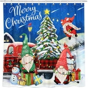 Newhomestyle Christmas Shower Curtain, Waterproof Bath Curtain, Red Truck Christmas Tree Snowman Holiday Fabric Shower Curtains for Bathroom for Home Decorations 72" x 72"