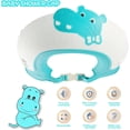 thumbnail image 2 of Visera de baño para niños, gorro de baño para bebés, gorro de ducha para niños de 0 a 9 años, gorro de baño con visera ajustable que protege los ojos y los oídos de los niños (hipopótamo azul), 2 of 5