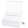 thumbnail image 2 of MCB Acrylic Donation & Ballot Box, Ticket Raffles & Drawing, Voting or Comment Box - with Safety Lock and Display Sign Holder 8"x 6"x 5" (White), 2 of 5
