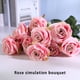 thumbnail image 2 of Bearachild 10 cabezas de rosas de seda artificiales, ramo falso, decoración para fiesta en casa y boda Decoración rojo oscuro, 2 of 6