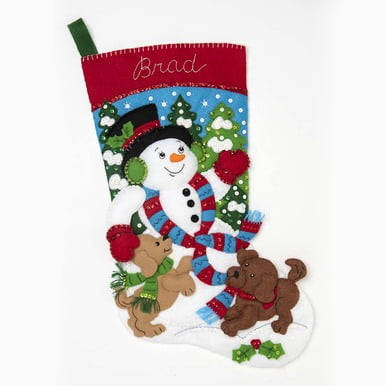 Bucilla Felt Stocking Applique Kit 18" Long-Nordic Snowman 