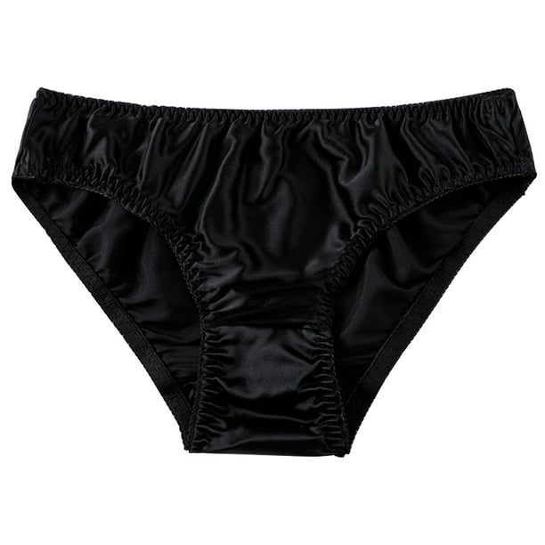 MODGE Panty for Women Women Seamless Panties Briefs for Women Soild Female  Underwear Satin Bikini Lingerie Underpants for Woman Panty (Color : Black,  Size : 1PCS_XL) : : Fashion