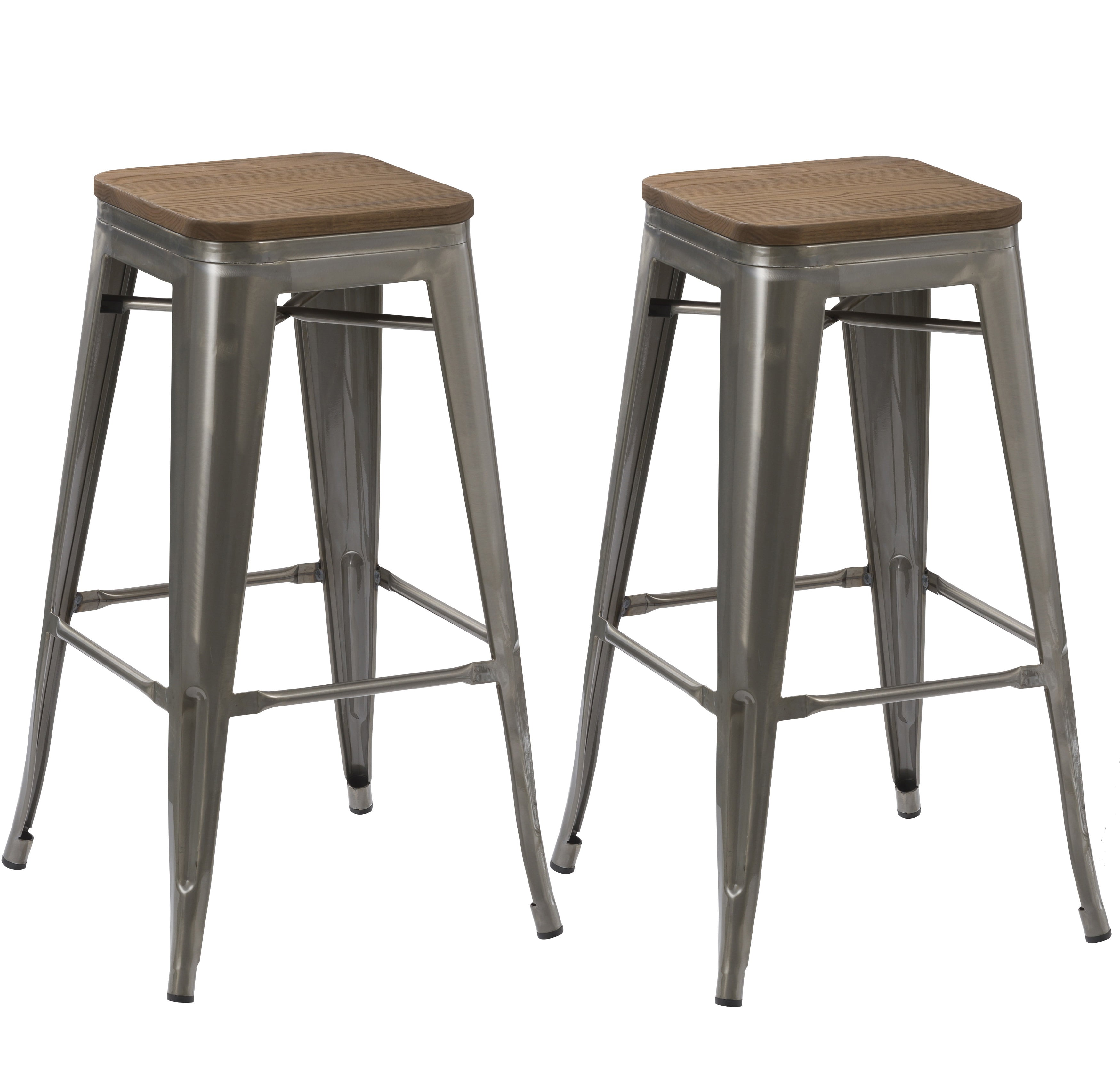 Featured image of post Metal Bar Stools With Wood Seat - This piece measures 16.5 x 15.8 inches (42 x 40 cm), so it can neatly store.