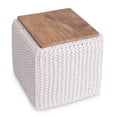 thumbnail image 4 of Posh Living Desean Cotton Yarn 3-in-1 Pouf/Ottoman/End Table White, 4 of 6