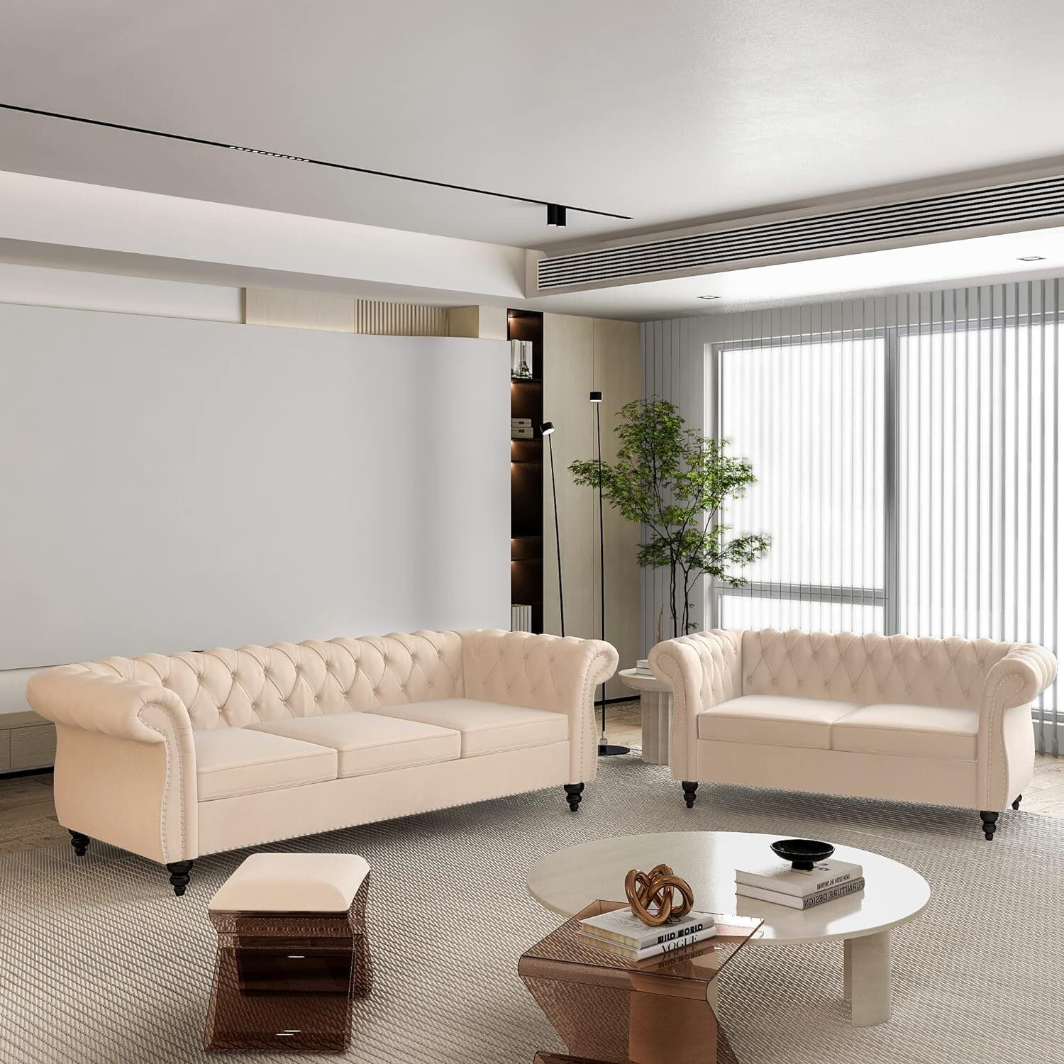 Giratree Living Room Furniture Sets, 3 Piece Sofa Sets for Living Room, 1+2+3 Seat Beige