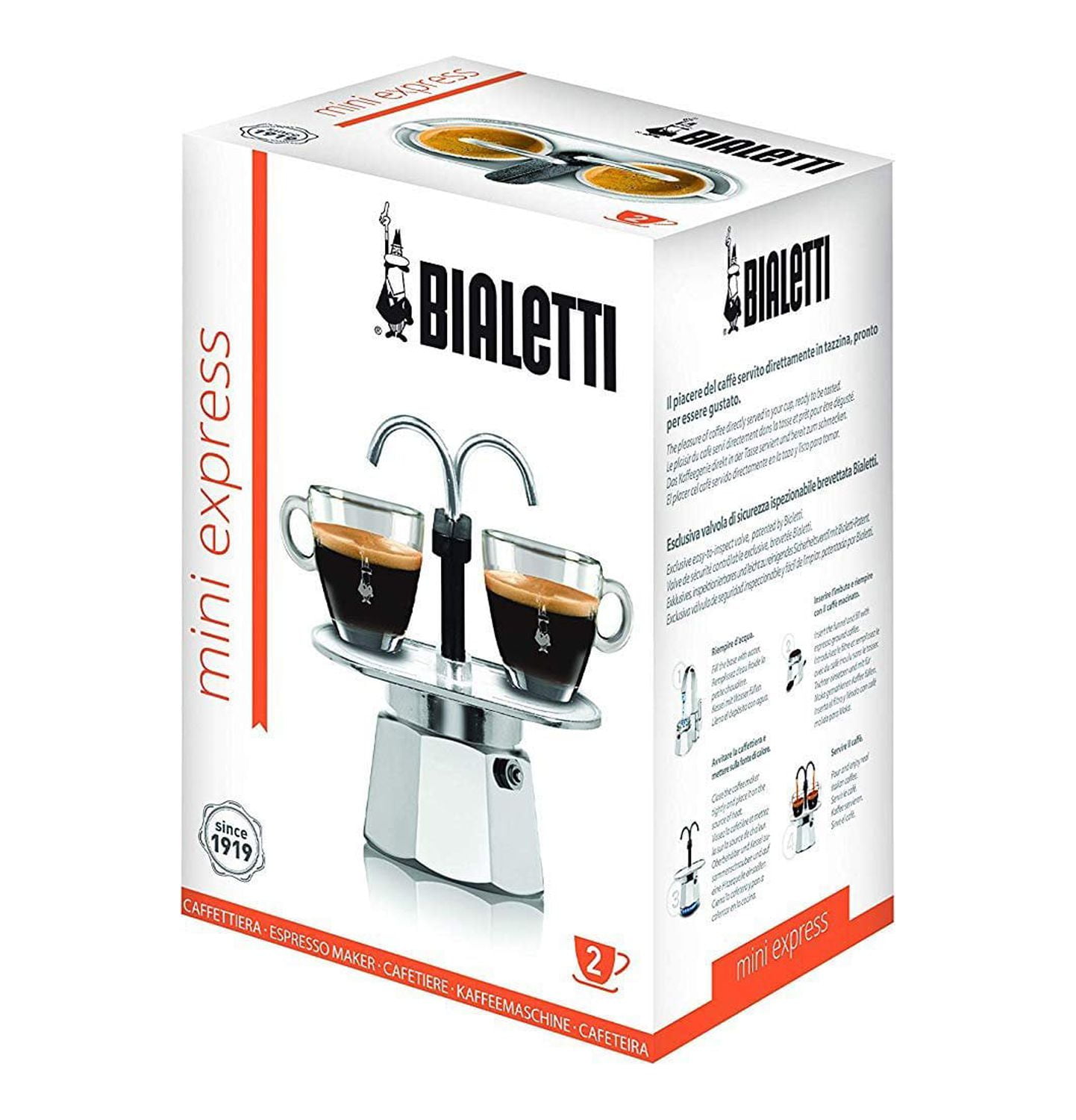 Bialetti Mini Express 2 Cup Direct Flame (Coffee Maker, Espresso Maker,  Makinetta)