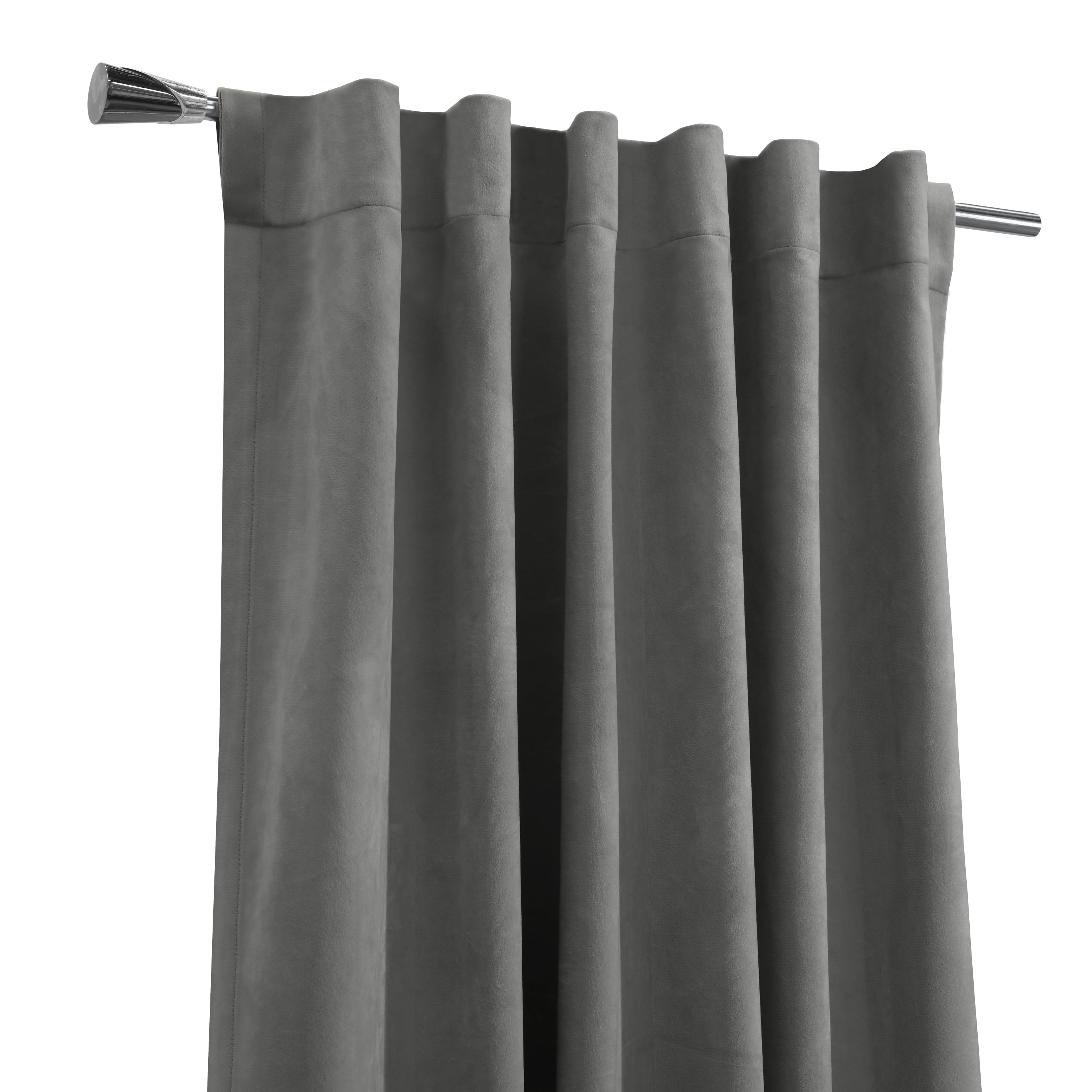 Sicily Room Darkening Velvet Dual Header Curtain Panel 50" x 95" in Charcoal