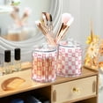 thumbnail image 3 of Yayeee 2 Pack Qtip Holder Dispenser for Bathroom with Lid Cotton Swab Canister, Pink Checkered Heart, 3 of 6