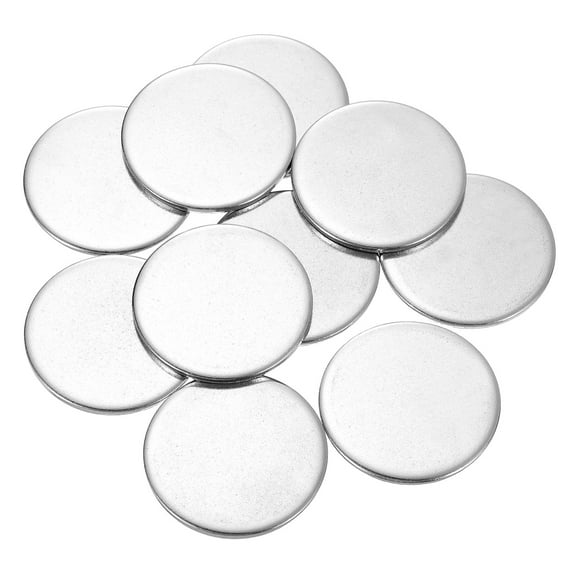 Uxcell Stainless Steel Disc, Flat Round Sheet Blank Round Circle Plate for Crafts Metal Stamping and Jewelry Making 1.38" x 0.12" 10 Count