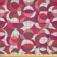thumbnail image 2 of Ambesonne 70's Fabric by the Yard Microfiber, Pinkish Round Shapes Pattern, 1 Yard, Dark Magenta Dried Rose, 2 of 2