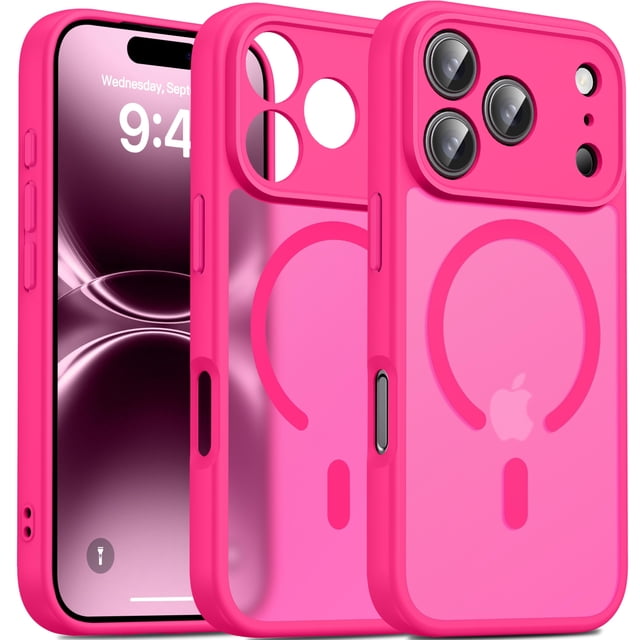 Funda magnética Oterkin para iPhone 17 Pro, color rosa intenso mate