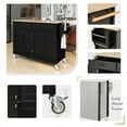 thumbnail image 4 of DEALTOPS 54.3" Kitchen Island Cart on Wheels, Kitchen Islands with Storage 4 Door Cabinet & Adjustable Shelves &Towel rack & 2 Drawers Storage Solid wood top-Black, 4 of 14