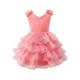 thumbnail image 4 of Robe Fille Rose à Volants en Tulle Robe à Étages Fête d'Anniversaire 7 Ans, 4 of 7