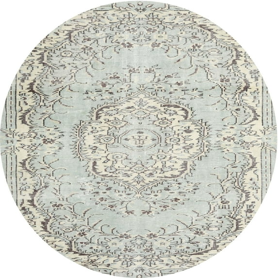 Ahgly Company Machine Washable Indoor Round Traditional Dark Goldray Area Rugs, 3' Round