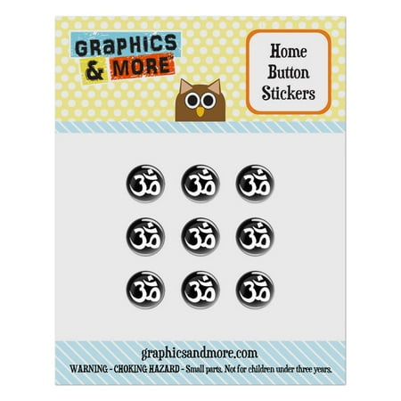 Om Aum Yoga White on Black Home Button Stickers Set Fit Apple iPhone iPad iPod Touch