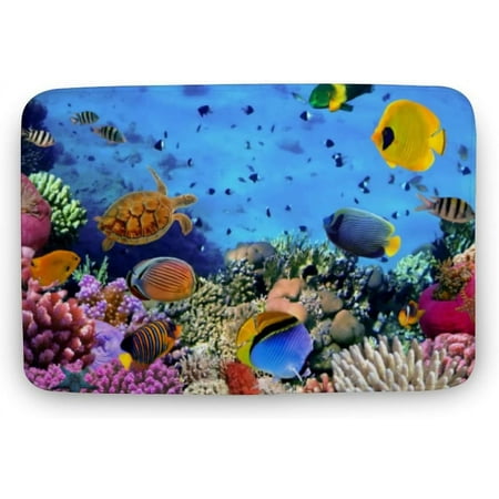 

Undersea World Fish Door Mat Quick Dry Shoe Scraper Stain and Fade Resistant Repels Water Doormat Low-Profile Mats for Indoor Outdoor Entry 20x32 Inch