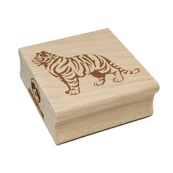 Regal Standing Bengal Tiger Square Rubber Stamp Stamping Scrapbooking Crafting - Small 1.25in