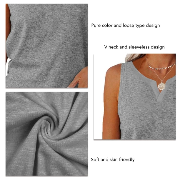 Camisetas sin mangas con cuello en V camisetas sin mangas para mujer camisa delgada cuello en V sin mangas camiseta sin mangas color sólido casual ajuste holgado ANGGREK Otros