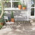 thumbnail image 2 of Grand Patio Metal 3-Piece Folding Bistro Table and Chairs Set, Outdoor Patio Dining Furniture for Small Spaces, Balcony, White, 2 of 10