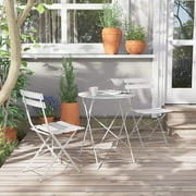 Grand Patio Metal 3-Piece Folding Bistro Table and Chairs Set, Outdoor Patio Dining Furniture for Small Spaces, Balcony, White