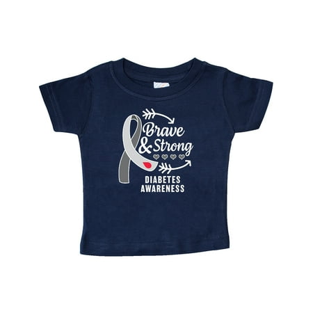 

Inktastic Diabetes Awareness Brave and Strong Gift Baby Boy or Baby Girl T-Shirt
