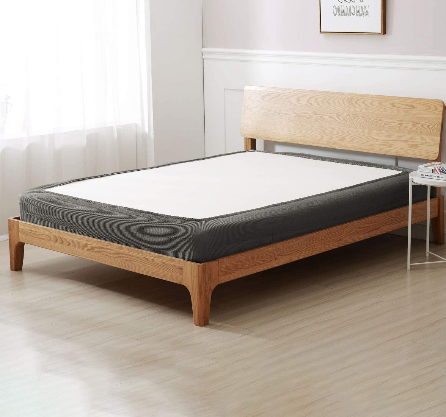 Box Spring Cover King Size, Wrap Around Elastic Bed Skirt Alternative, 15" Drop Gray Color