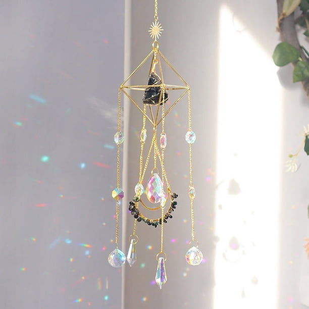 Xiao Hua Bola de prismas de cristal atrapasol para colgar en la ventana, decoración navideña para jardín - B10