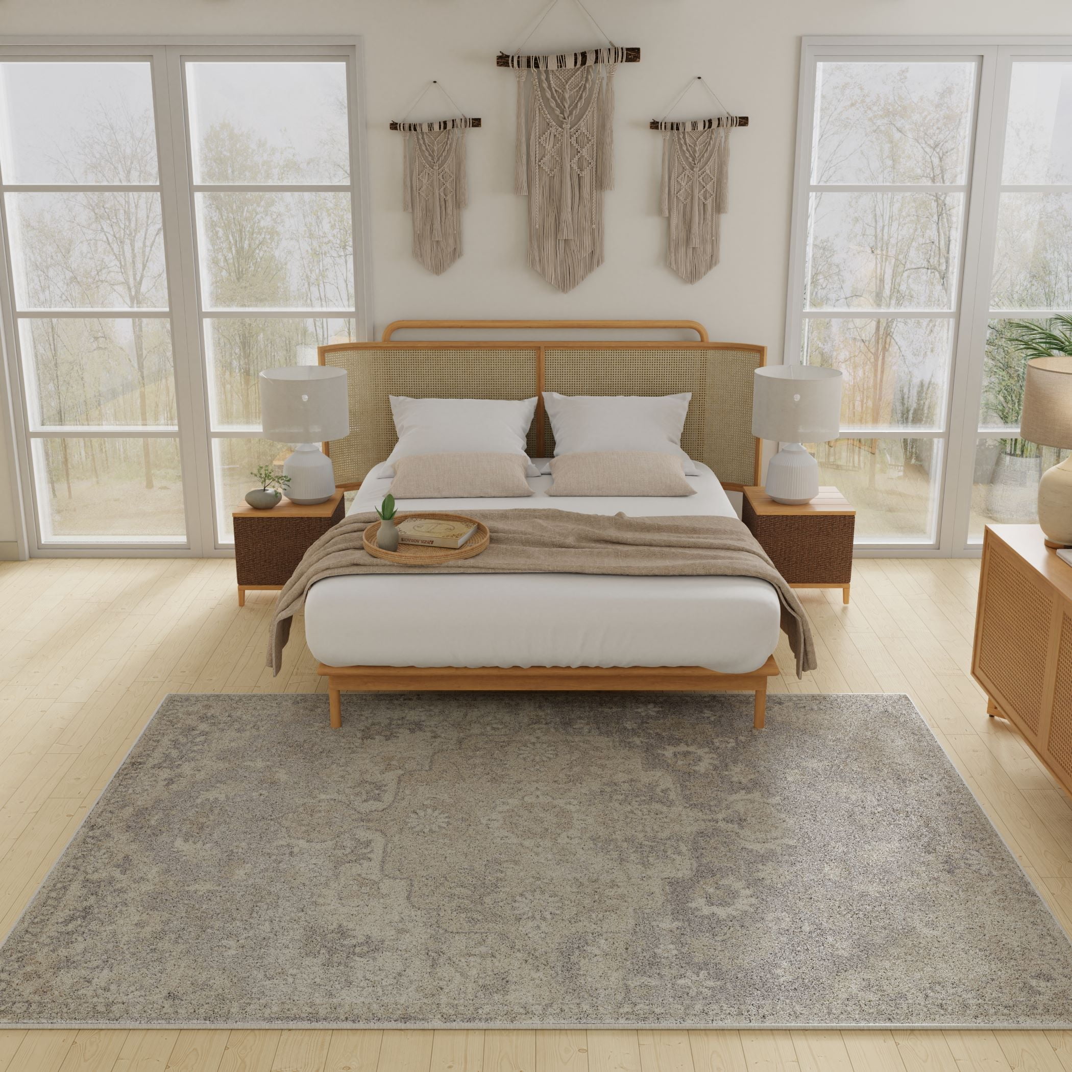 Loomaknoti Malanie Chantil 5' x 7' Beige Oriental Indoor Area Rug