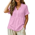 thumbnail image 5 of Admvng Tops for Women Solid Color Soft V Neck Short Sleeve Leisure Blouses, 5 of 9