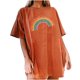 thumbnail image 2 of Pntutb Mujeres Vintage Mangas Caídas Arco Iris Impreso Patrón Casual Manga Corta Tops Pntutb Pntutb-2145, 2 of 7