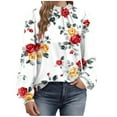 thumbnail image 3 of Cutuoiiu Long Sleeve Tops for Women Casual Loose and Fashion Printed Pleated Crewneck Blouses Gifts, 3 of 6