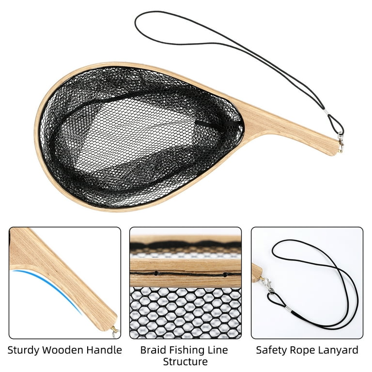 black rubber fly fishing net The Blue Line Long 12"- 16" / Clear Full preventing hooks from getting embedded and tangled S1 Genesis-Large Rubber Net