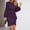 Purple, variant on asdoklhq Winter Dresses for Women Women Fashion Long Sleeve V-Neck Slim- Bag Hip Plus Size Dress Navy S