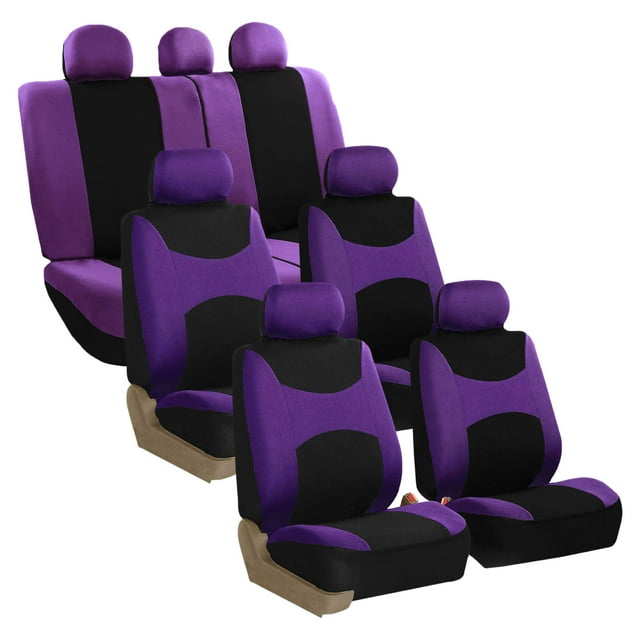 FH Group Universal Fit Car Seat Covers Flat Cloth, Split Benches for Cars, Auto, Trucks, SUV 3 Rows