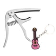 thumbnail image 1 of Cejilla ligera CP‑08 de aleación de zinc y silicona para guitarra y ukelele, accesorios para instrumentos musicales, color plata mate, 1 of 14