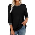 thumbnail image 2 of ZJXFGS Tops for Women Trendy Streetwear Shirts 3/4 Sleeve Tops for Women Fall Tees Womens Tops Concert Tops Womens Fall Shirts Boat Neck Tops for Women Black XL, 2 of 6