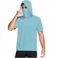 thumbnail image 4 of ZQUUVOU Men's Short Sleeve Hoodies with Face Mask Solid Sun Protection Ice Silk Top Breathable Lightweight Hiking Swimming Sky Blue, 4 of 7