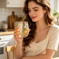 thumbnail image 6 of Hand Painted Dragonfly Lotus Pattern Stemless Glass Tumbler Gold Rim Elegant Clear Beverage Cup For Water Juice Home Table Decoration(Clear-11.3CM), 6 of 6