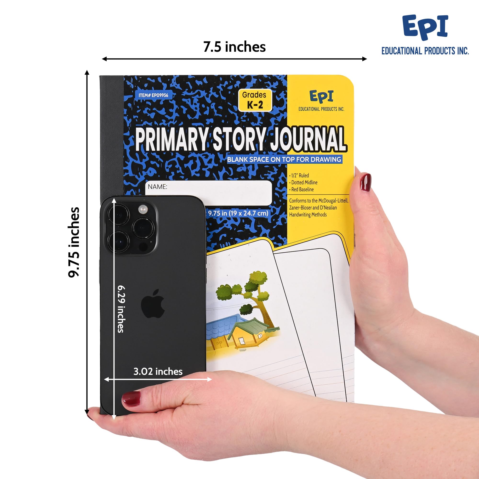 Sewn Binding Marble Hardcover Notebook, Primary Ruled 200 Pages 9.75 x 7.5 Inch, Ideal for Office Journaling Notes, Bulk 48 Pack Black