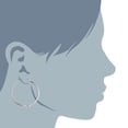 thumbnail image 2 of 14k REAL White Gold 40MMx2.0MM Thickness Classic Polished Round Tube Hoop Earrings with Snap Post Closure For Women, 2 of 4
