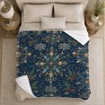 thumbnail image 5 of Ornate Winter Medallions in Victorian Holiday Style for Holiday Lovers, Pine Moon Snowflake Scene, Warm Flannel Blanket for Bedroom and Prayer Room, Christmas Gift, Winter Home Decor, 5 of 9