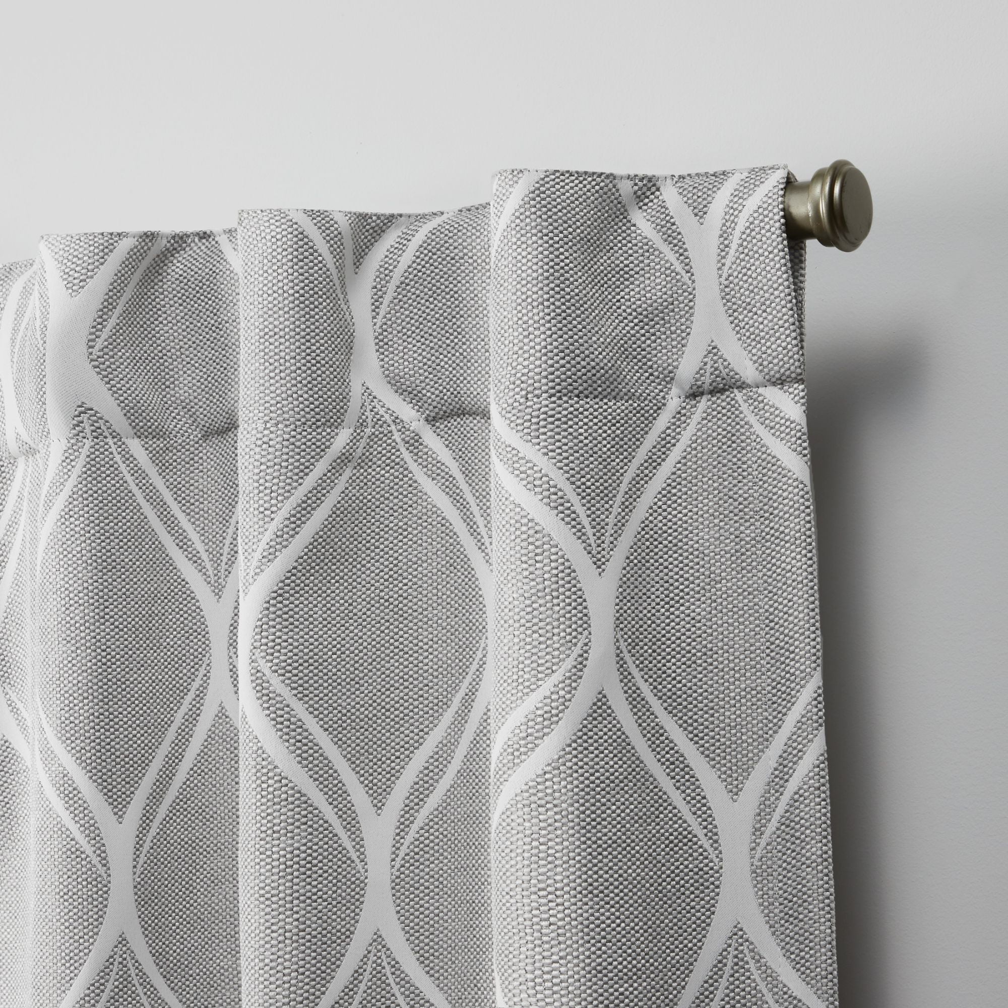 Nicole Miller Circuit Room Darkening Blackout Hidden Tab/Rod Pocket Top Curtain Panel Pair, 52"x96", Ash Grey
