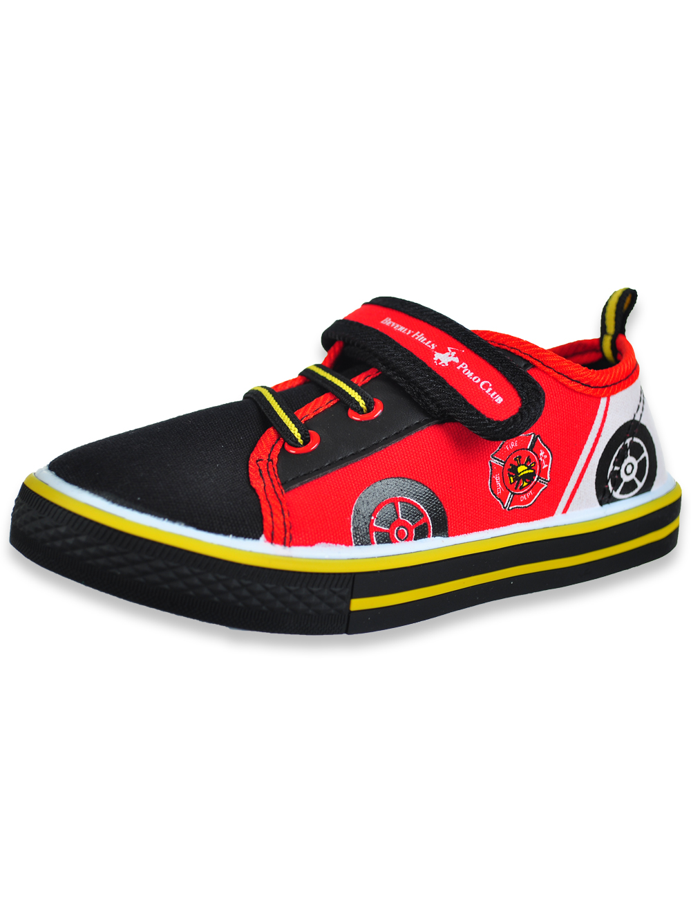Beverly Hills Polo Club Boys' Strapped Firetruck Sneakers black/red