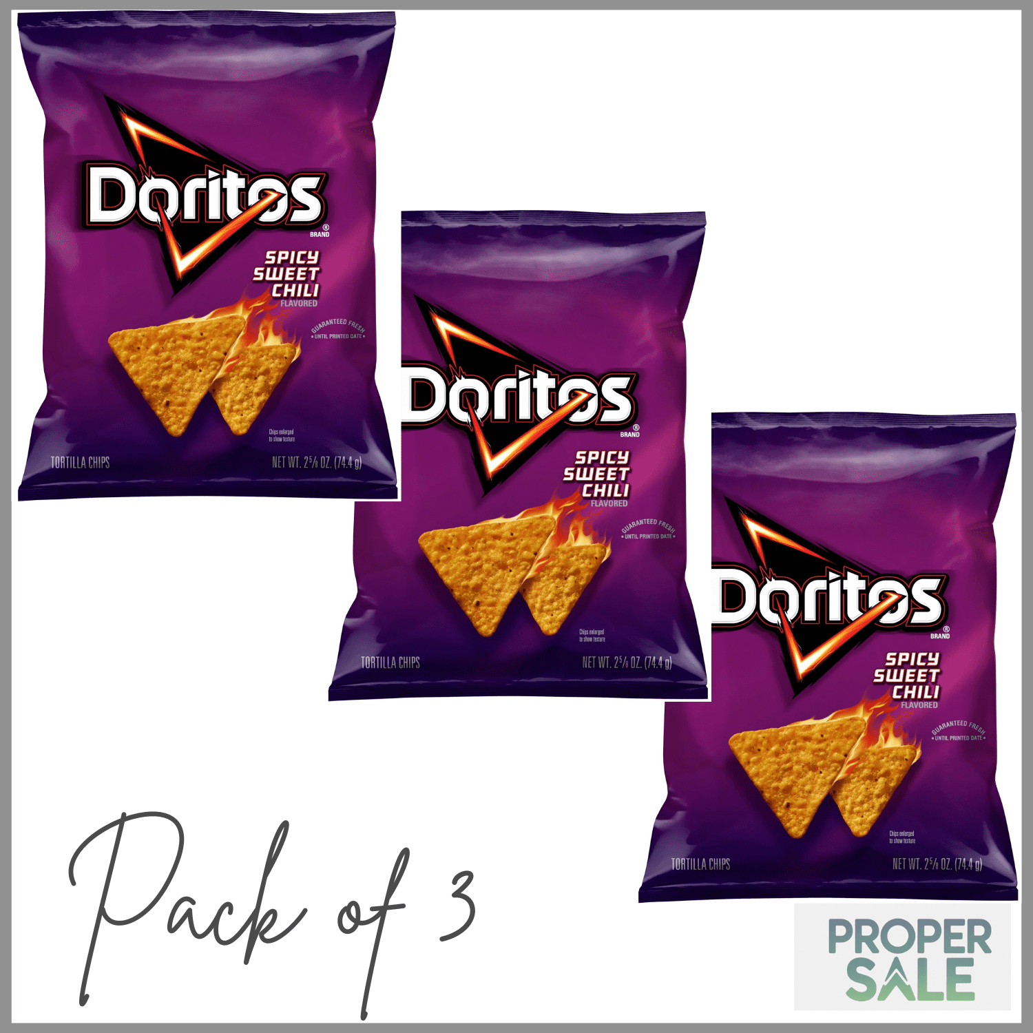 Doritos Tortilla Chips Spicy Sweet Chili Flavored 2.625 oz Bag ( pack of 3 )