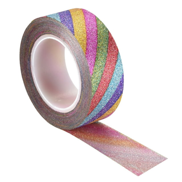 Unique Bargains Glitter Tape, Decorative Craft Tape Self Adhesive Stick 1.5cmx10m Colorful
