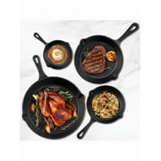 Senmeo 4-Piece Cast Iron Skillet Set - Pre-Seasoned Chef Grade (10/8/6/5), Heavy-Duty Restaurant Quality, Oven-Suitable For Searing, Baking, Frying & Camping