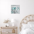 thumbnail image 4 of Farmhouse Floral Wall Art for Living Room, Teal and White Daisy Flower and Butterfly on Rustic Wood Board Canvas Wall Art Framed Artwork Ready to Hang for Bathroom Bedroom Decor,12L X 12W Inches, 4 of 6