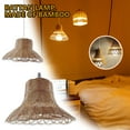 thumbnail image 3 of Woven Pendant Lamp Shade Light Boho Rattan Basket Chandelier Lamp Shade Rustic Light Cover Hanging Light for Living Room Dining Room Kitchen, 3 of 7